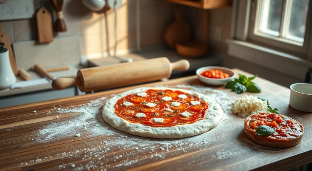 preparo da pizza